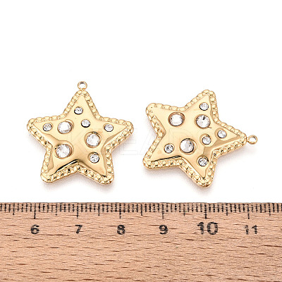 304 Stainless Steel with Rhinestone Pendants STAS-T073-68A-G-1