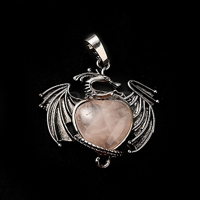 Natural Rose Quartz Heart Pendants KK-K331-01AS-06-1