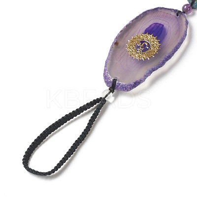 Dyed Nuggets Natural Agate Chakra Hanging Pendant Decorations HJEW-P006-B01-1