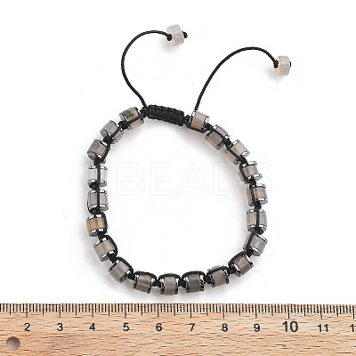Adjustable Natural Grey Agate and Non-magnetic Synthetic Hematite Braided Bead Bracelets BJEW-Z090-01E-1