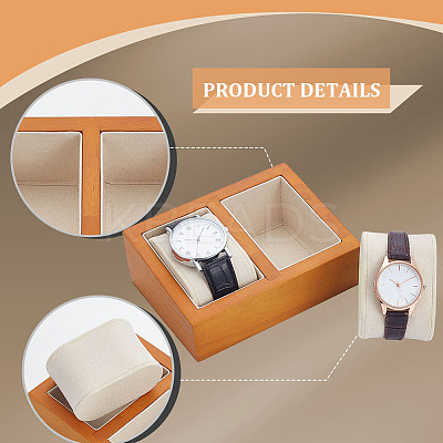 Wooden Double Watch Jewelry Display Stands ODIS-WH0099-48-1