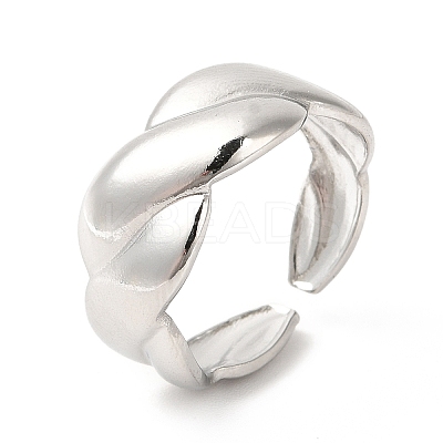 Non-Tarnish 304 Stainless Steel Twist Rope Shape Open Cuff Ring for Women LS-RJEW-E063-06P-1