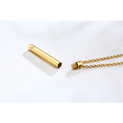 Clear Cubic Zirconia Column Urn Ashes Pendant Necklace BOTT-PW0002-001G-1