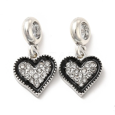 Rack Plating Alloy Black Enamel European Dangle Charms PALLOY-P289-10P-1