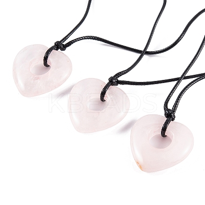 Natural Rose Quartz Pendant Necklaces NJEW-K268-01A-1