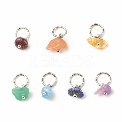 7Pcs 7 Styles Natural Stone Chip Charms PALLOY-JF01485-02-1