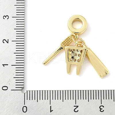 Brass Micro Pave Clear Cubic Zirconia Dentist European Dangle Charms KK-Z120-55G-02-1