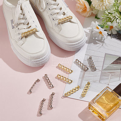 12Pcs 2 Colors Alloy Curb Chain Shoe Decorations FIND-AR0005-34-1