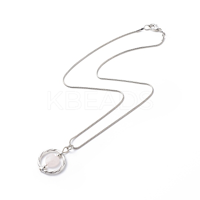 Ring with Heart Stone Beads Pendant Necklace NJEW-PH01446-1