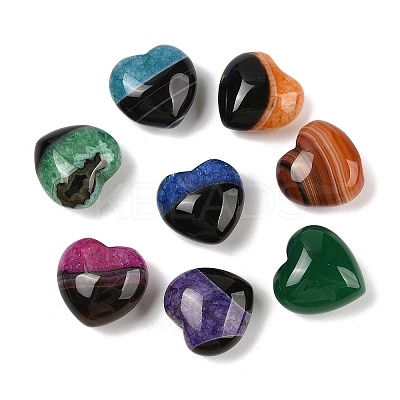 Natural Agate(Dyed & Heated) Heart Palm Stone G-Q021-04-1