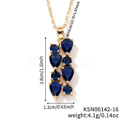 Brass Cubic Zirconia Long Tassel Pendant Necklaces for Fashionable Statement Style DV3387-16-1