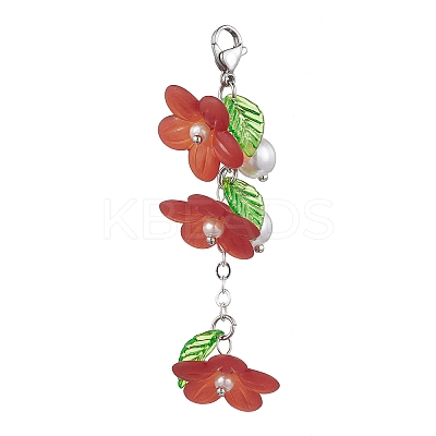 Transparent Acrylic Flower Pendant Decorations HJEW-JM01778-1