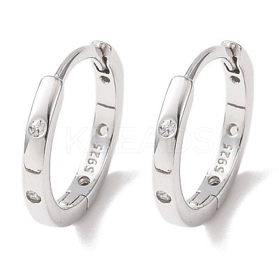 925 Sterling Silver Micro Pave Clear Cubic Zirconia Hoop Earrings EJEW-K317-04P-1