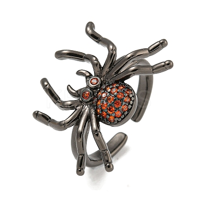 Rack Plating Brass Micro Pave Cubic Zirconia Spider Open Cuff Rings for Women RJEW-I104-24B-1