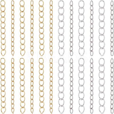 120Pcs 4 Style 304 Stainless Steel Curb Chains Extender STAS-UN0038-16-1