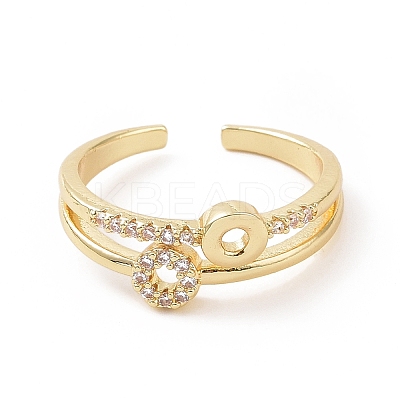 Clear Cubic Zirconia Circle Ring Open Cuff Ring RJEW-E072-19G-1