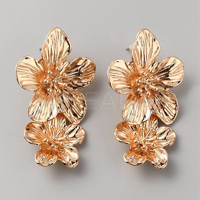 Alloy Flower Dangle Stud Earrings EJEW-WH0015-51KCG-1