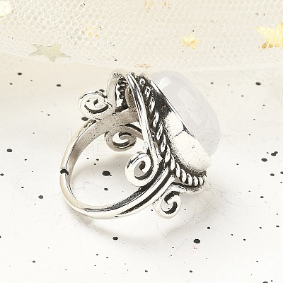 Natural Quartz Crystal Adjustable Rings RJEW-I108-01AS-09-1