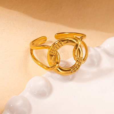 201 Stainless Steel Oval Link Chain Cuff Rings FS-WG16057-05-1