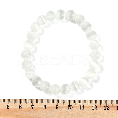 Dyed Natural Selenite Round Beaded Stretch Bracelets for Women G-U005-02J-1