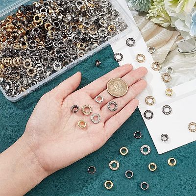 300 Sets 3 Colors Brass Rhinestone Grommet Eyelet Findings DIY-NB0007-68-1