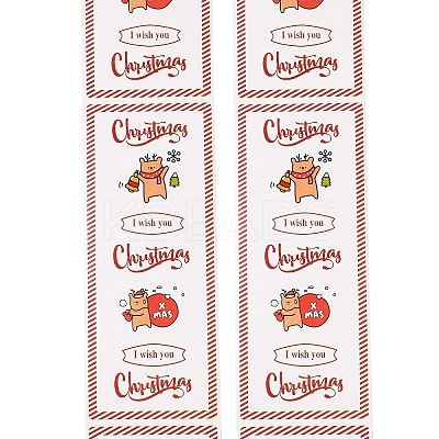 50Pcs Christmas Square with Word Merry Christmas Roll Stickers DIY-M070-03C-1