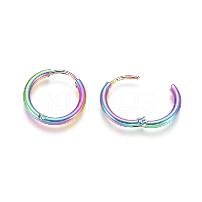 Ion Plating(IP) 304 Stainless Steel Huggie Hoop Earrings EJEW-F111A-17mm-Y-1