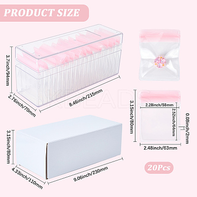 Rectangle Transparent ABS Plastic Jewelry Storage Boxes with Lid and PVC Bags CON-WH20001-17B-1
