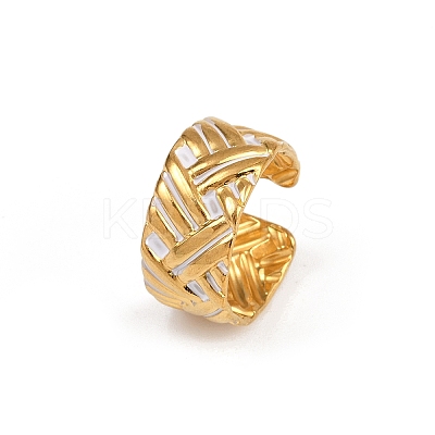 304 Stainless Steel Adjustable Enamel Cuff Rings for Women RJEW-A074-06G-1