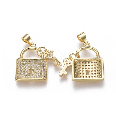 Brass Micro Pave Cubic Zirconia Pendants ZIRC-F115-19G-1