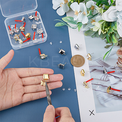 24Pcs 4 Styles Rack Plating Alloy Stud Earring Findings FIND-FH0006-95-1