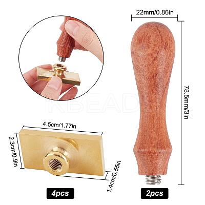 Pear Wood Handle and Wax Seal Brass Stamp Head Sets AJEW-CP0002-49-1