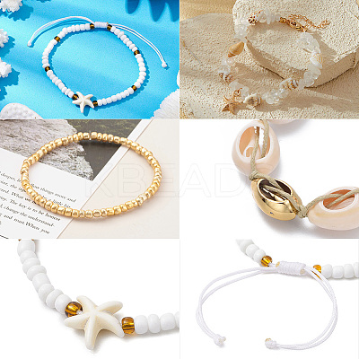 6Pcs Adjustable Waxed Cotton Cord Braided Bead Bracelets and Natural Quartz Crystal Bead Bracelets Sets BJEW-SC0001-53-1