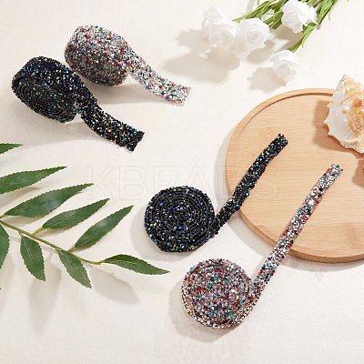 4 Yards 4 Styles Glitter Resin Hotfix Rhinestone(Hot Melt Adhesive On The Back) DIY-SZ0002-30-1