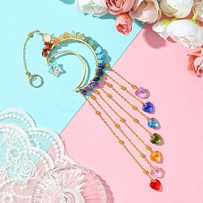 Heart Glass Pendant Decoration HJEW-JM02118-1