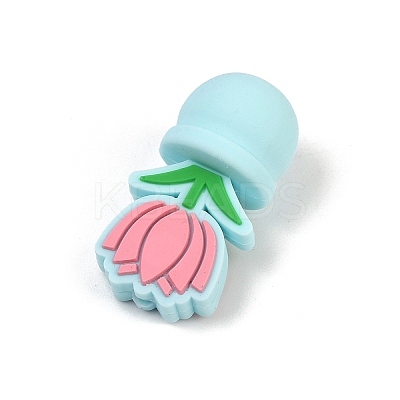 Flower Food Grade Silicone Focal Beads SIL-A011-03B-02-1