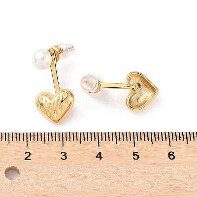 304 Stainless Steel Shell Pearl Stud Earrings EJEW-Q019-01G-1
