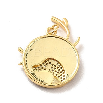 Rack Plating Brass Micro Pave Cubic Zirconia Pendants KK-M230-34G-1