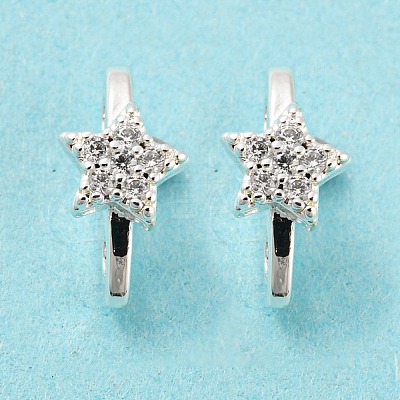 Rack Plating Brass Micro Pave Clear Cubic Zirconia Connector Charms KK-F864-04S-1