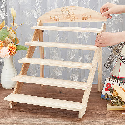 5-Tier 3-Row Wood Earring Display Card Racks ODIS-WH0329-35-1