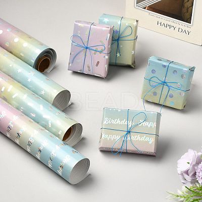 Rainbow Gradient Birthday Gift Wrapping Paper DIY-FZC0002-03B-1