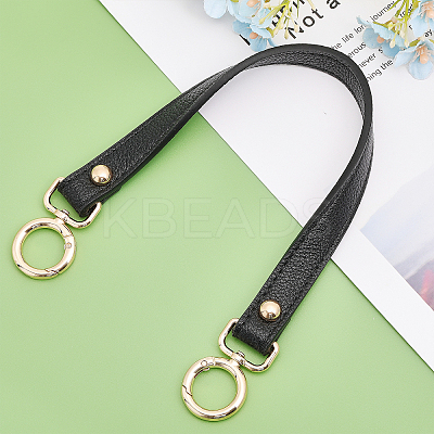 Black PU Imitation Leather Bag Handles DIY-WH0401-82KCG-1