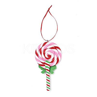 Christmas Lollipop Handmade Polymer Clay Pendant Decorations HJEW-P017-02F-1