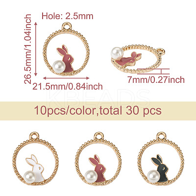 30Pcs 3 Colors Zinc Alloy Enamel Pendants ENAM-KS0001-06-1