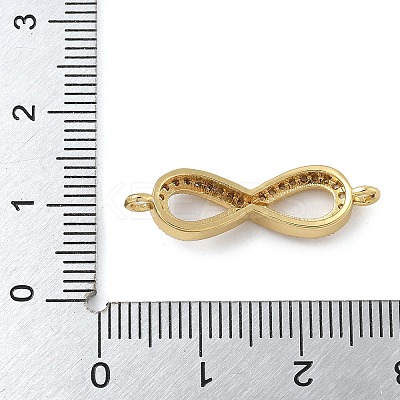 Rack Plating Brass Micro Pave Clear Cubic Zirconia Infinity Connector Charms KK-A234-079G-1