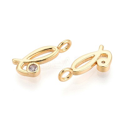 Brass Micro Pave Cubic Zirconia Charms KK-N263-97G-L-1