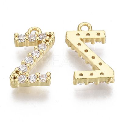 Brass Micro Pave Cubic Zirconia Charms KK-T060-05-Z-G-NF-1