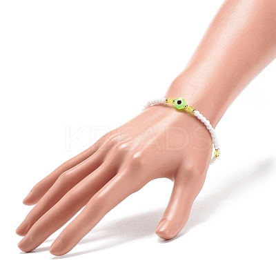 Resin Evil Eye & Acrylic Beaded Stretch Bracelet for Women BJEW-JB08609-03-1