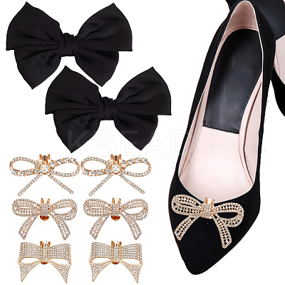 8Pcs 4 Styles Detachable Alloy Rhinestone Shoe Buckle Clips FIND-HY0003-90G-1