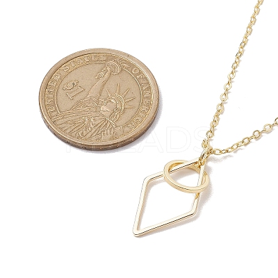 Brass Round with Rhombus Pendant Necklace NJEW-JN04698-1